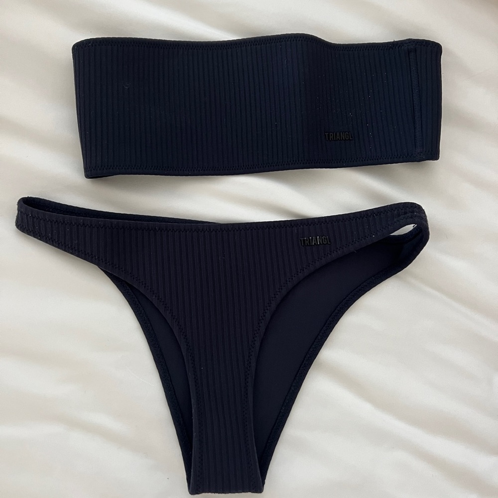 Triangl Navy Ribbed Swimsuit